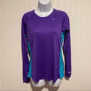 Nike purple and teal pullover running t-shirt
